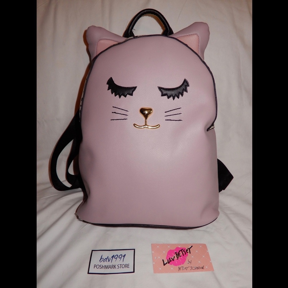 Luv Betsey Johnson CAT Purple Lilac Black Backpack